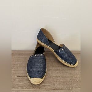 Jimmy Choo Dreya Denim Espadrille Flats with Studs Size 37